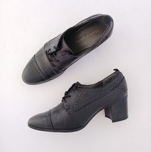 Franco Sarto Leather Lace Up Block Heel Size 9.5